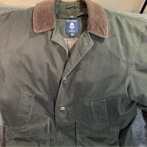 Roundtree & Yorke Dark Green Field Jacket with Brown Collar
